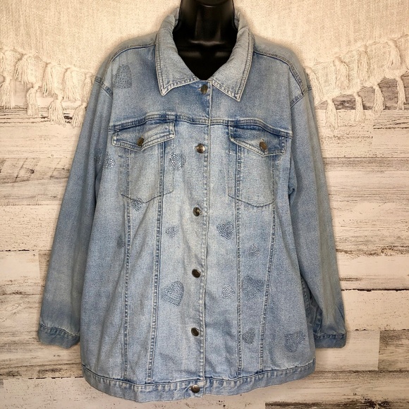 rhinestone denim jacket plus size
